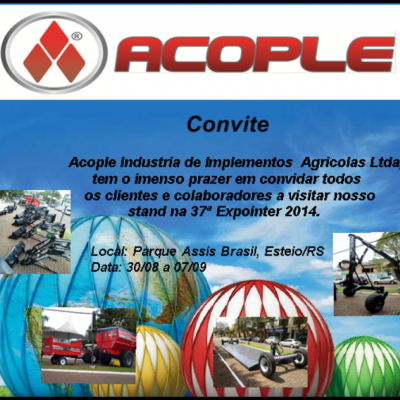 Visite a Acople na 37ª Expointer de 30/08 a 07/09/2014